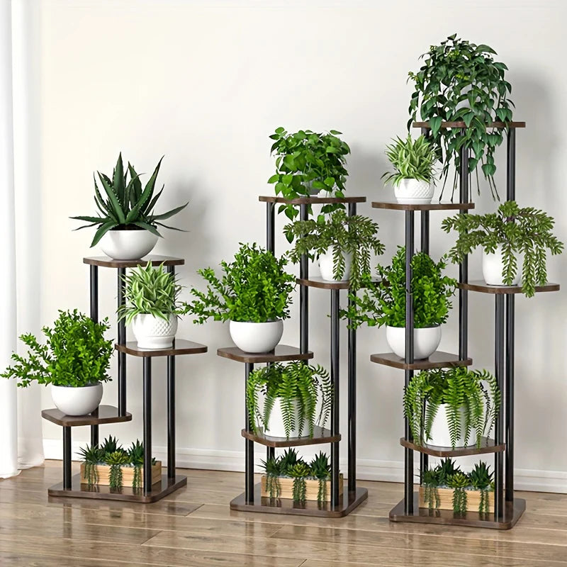 Soporte para plantas, soporte para flores, estante de almacenamiento de madera de 4/5/6 niveles, estante para flores, soporte para macetas de interior, soporte para exhibición de múltiples macetas