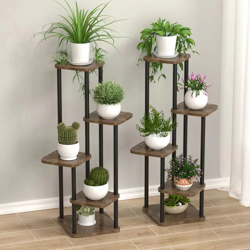 Soporte para plantas, soporte para flores, estante de almacenamiento de madera de 4/5/6 niveles, estante para flores, soporte para macetas de interior, soporte para exhibición de múltiples macetas