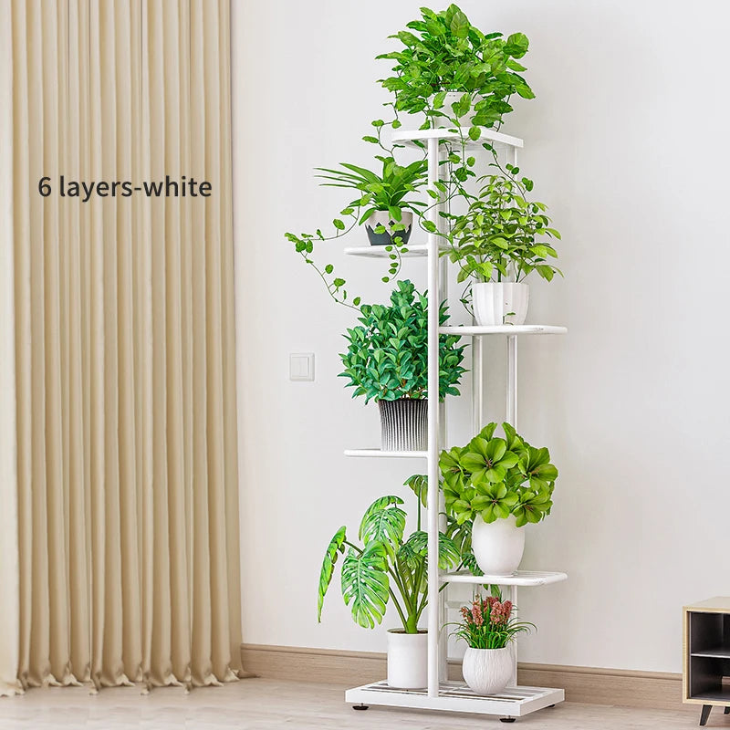 Soporte brillante Cordlal para flores de hierro de 6/7/8 capas, soporte para plantas, estante de almacenamiento, organizador para macetas, decoración para el hogar y el jardín. 