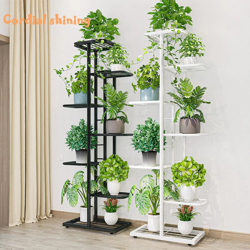 Soporte brillante Cordlal para flores de hierro de 6/7/8 capas, soporte para plantas, estante de almacenamiento, organizador para macetas, decoración para el hogar y el jardín. 