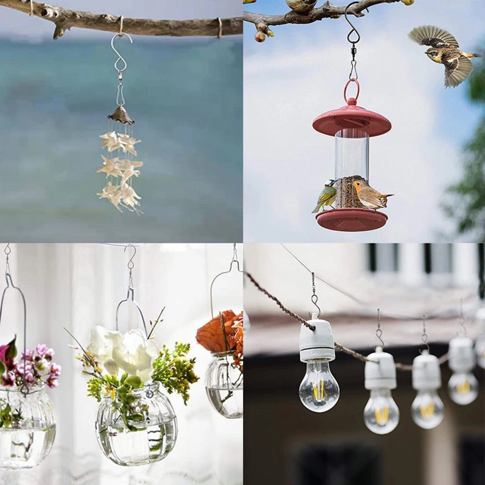8 ganchos giratorios para colgar molinillos de viento, campanas de viento, cristal, herramientas de fiesta, cocina, dormitorio, ganchos giratorios en forma de S. 