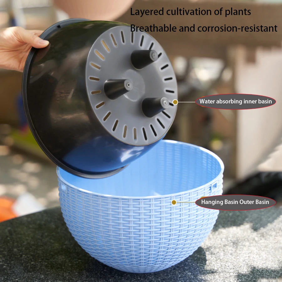 Maceta colgante de plástico de ratán sintético con diseño de panal de estilo europeo para interiores