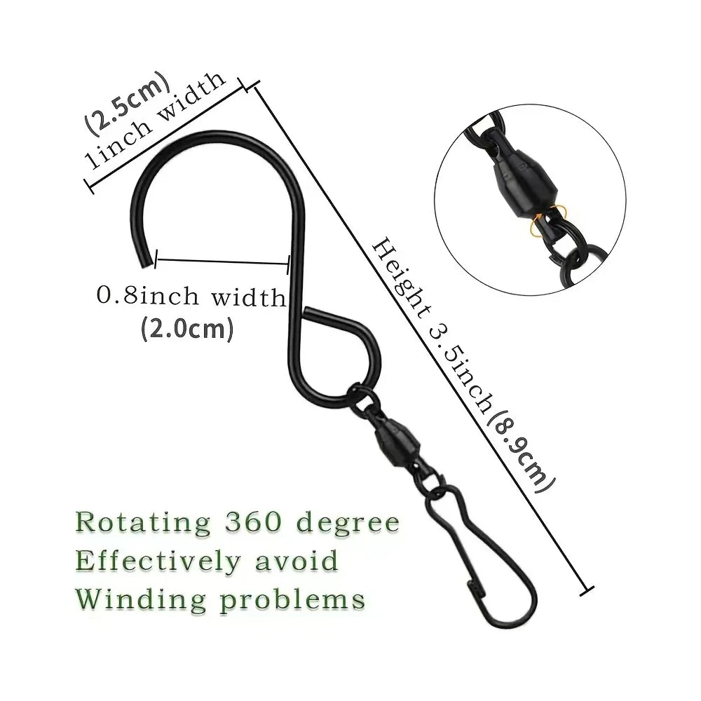 8 ganchos giratorios para colgar molinillos de viento, campanas de viento, cristal, herramientas de fiesta, cocina, dormitorio, ganchos giratorios en forma de S. 