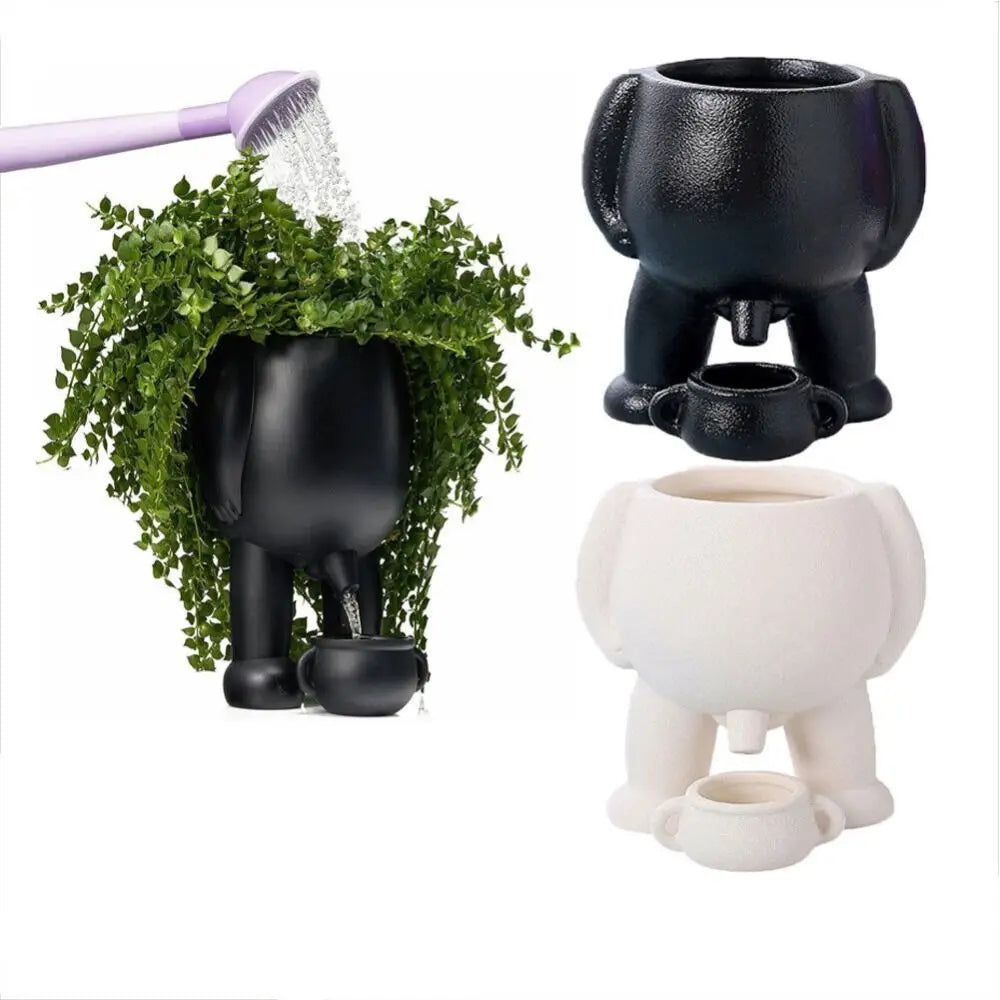 Maceta de resina divertida, creativa, con forma de pis, con agujeros de drenaje, ideal para decoración del hogar y la oficina.