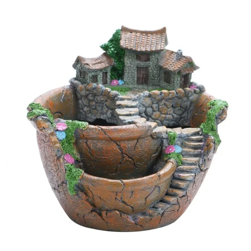 Maceta para plantas suculentas, maceta de resina, maceta de escritorio, soporte para maceta, decoración para el hogar y el jardín.