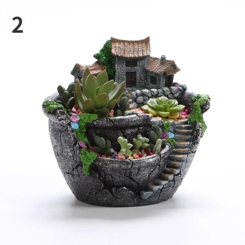 Maceta para plantas suculentas, maceta de resina, maceta de escritorio, soporte para maceta, decoración para el hogar y el jardín.