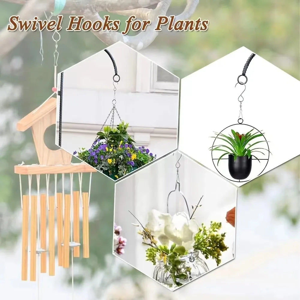 8 ganchos giratorios para colgar molinillos de viento, campanas de viento, cristal, herramientas de fiesta, cocina, dormitorio, ganchos giratorios en forma de S. 