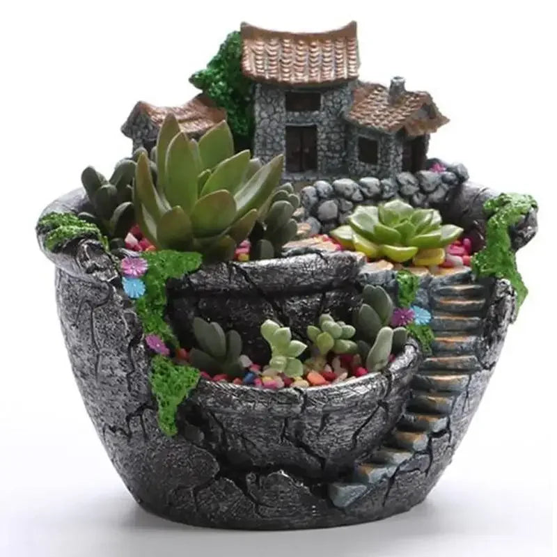 Maceta para plantas suculentas, maceta de resina, maceta de escritorio, soporte para maceta, decoración para el hogar y el jardín.