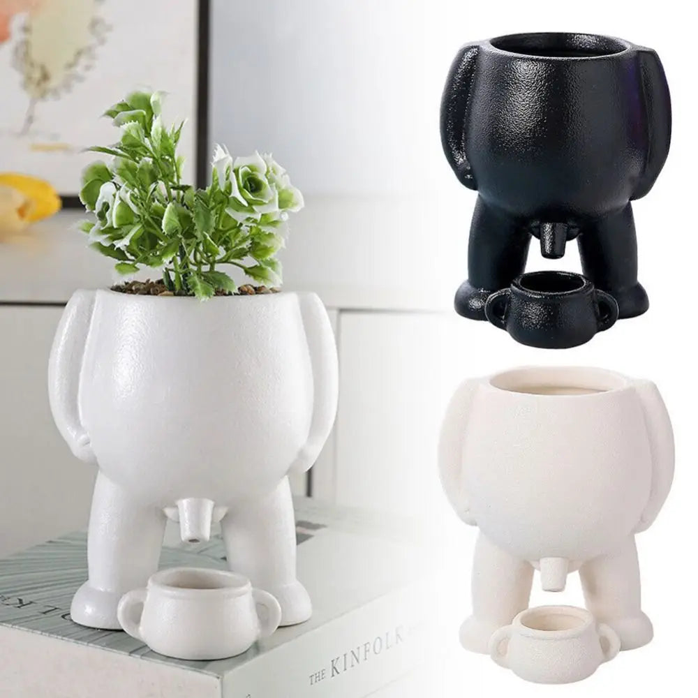 Maceta de resina divertida, creativa, con forma de pis, con agujeros de drenaje, ideal para decoración del hogar y la oficina.