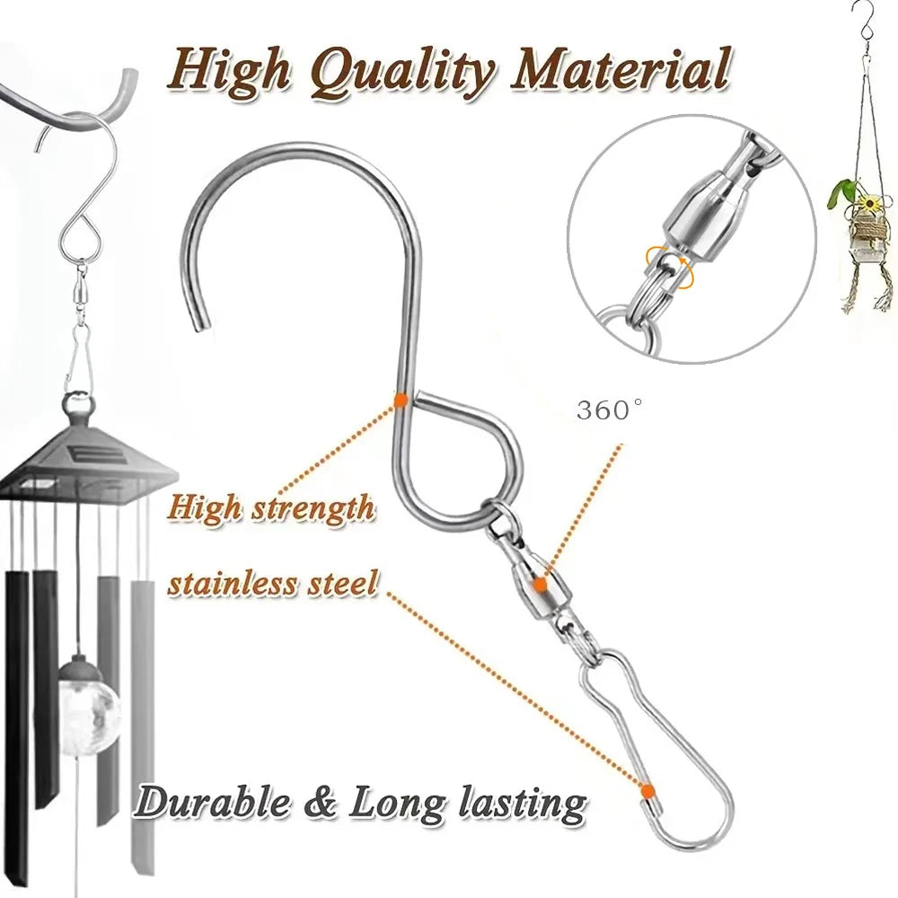 8 ganchos giratorios para colgar molinillos de viento, campanas de viento, cristal, herramientas de fiesta, cocina, dormitorio, ganchos giratorios en forma de S. 