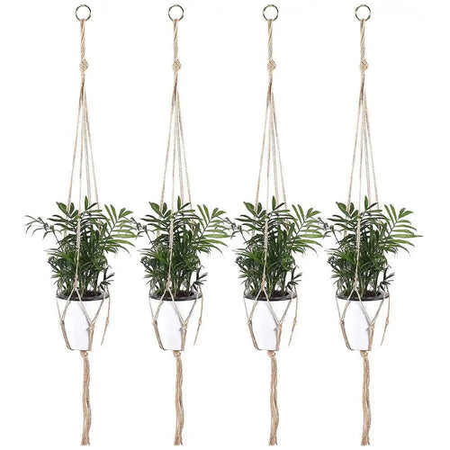 1 cesta colgante de cuerda trenzada, maceta de flores, macramé de paja, soporte para jardín, artesanía, plantas, accesorios de decoración para balcón. 