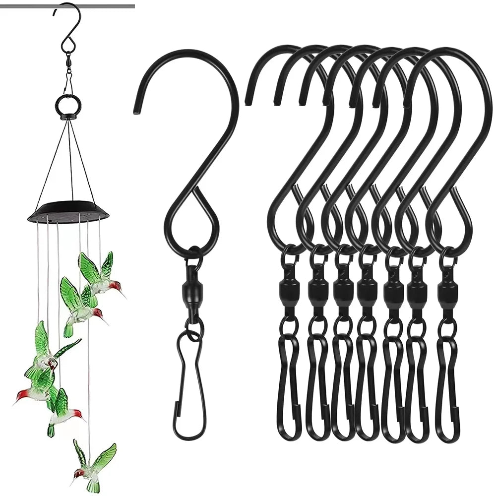 8 ganchos giratorios para colgar molinillos de viento, campanas de viento, cristal, herramientas de fiesta, cocina, dormitorio, ganchos giratorios en forma de S. 