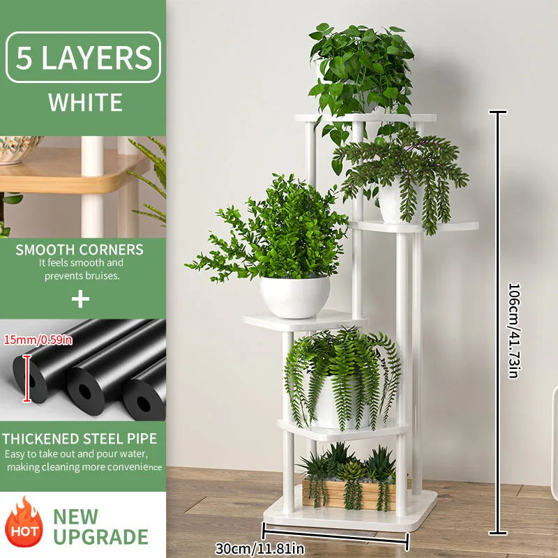 Soporte para plantas, soporte para flores, estante de almacenamiento de madera de 4/5/6 niveles, estante para flores, soporte para macetas de interior, soporte para exhibición de múltiples macetas
