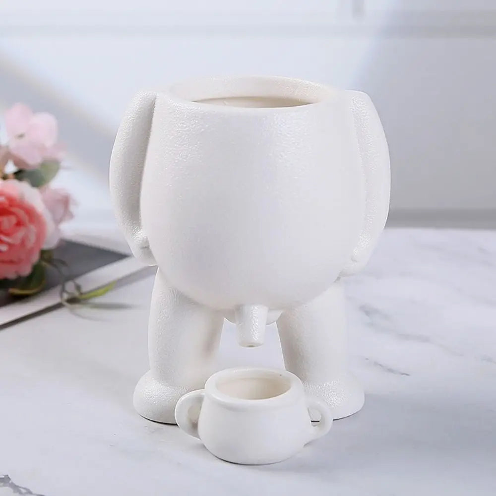 Maceta de resina divertida, creativa, con forma de pis, con agujeros de drenaje, ideal para decoración del hogar y la oficina.
