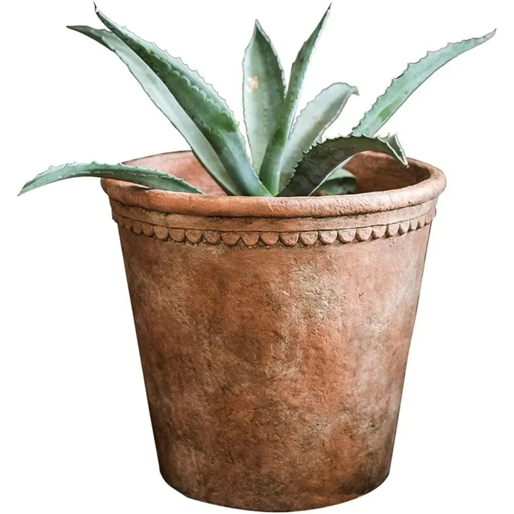 Macetas grandes de terracota de cemento y gres retro de estilo europeo para jardín al aire libre, cilíndricas, para bonsáis y jardín.