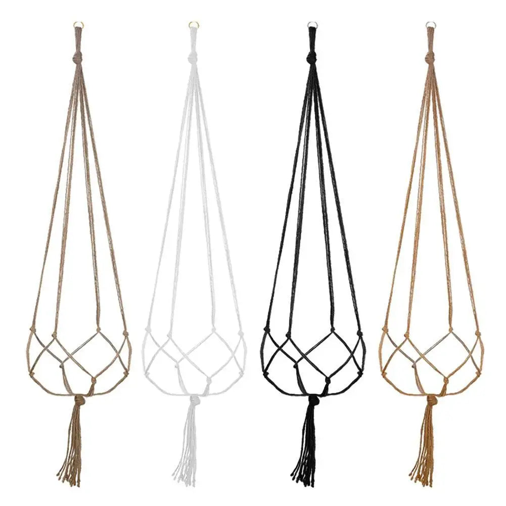 1 cesta colgante de cuerda trenzada, maceta de flores, macramé de paja, soporte para jardín, artesanía, plantas, accesorios de decoración para balcón. 